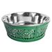 Stainless Steel Country Farmhouse Dog Bowl Dark Green 30 oz by JoJo Modern Pets in Green