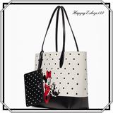 Kate Spade Bags | Kate Spade Ny Women’s Disney Minnie Mouse Polka Dots Dot Tote Bag, White Multi | Color: Black/White | Size: Os