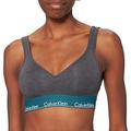 Calvin Klein Women's Lift Bralette Bra, Charcoal Heather_Topaz Gemstone WB, S