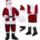 RICHBA Christmas Santa Claus Suit Costume with Beard Adult Deluxe Fancy Dress Plush Santa Flannel Cosplay Outfits for Men (Santa Claus, M)