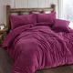 ELAFY Teddy Waffle Duvet Cover-Fleece Duvet Cover-Luxury Teddy Bear Duvet Set-Warm Fluffy Teddy Bedding-Soft Texture & Easy Care Cuddly Quilt Cover Set With Matching Pillow Covers (Plum, Double)