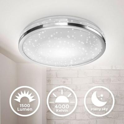 B.k.licht - Deckenleuchte Ø32,9 cm - 15W, 1500lm, led, Sternenhimmel, neutralweiß, chromfarbig Image