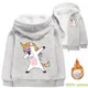 Cardigan licorne pour filles veste épaisse à fermeture éclair sweat à capuche en coton motif