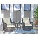 Manhattan Comfort Fruttuo Swivel Steel Rattan 3-Piece Patio Conversation Set