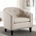 Linen Fabric Tufted Barrel Chair Tub Chair For Living Room Bedroom Club Chairs, tan