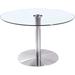 Round Dining table 36'' with metal pedestal and glass top - Glass Dining Table 36"