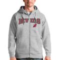 Men's Antigua Heathered Gray New Jersey Devils Wordmark Victory Full-Zip Hoodie