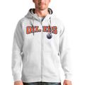 Men's Antigua White Edmonton Oilers Wordmark Victory Full-Zip Hoodie