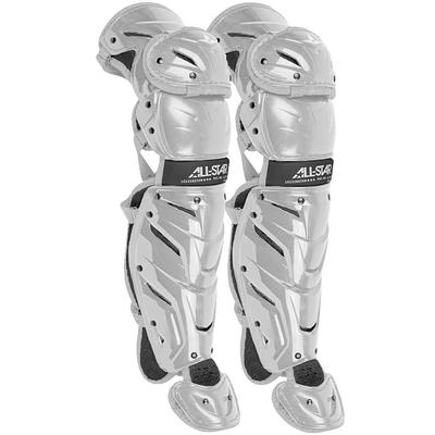 All Star Youth System Seven Axis Catcher's Leg Guards - Ages 12-16 Silver