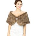 Campsis Women's 1920s Faxu Fur Wraps Brown Bride Wedding Faux Fur Shawls and Scarf Winter Cover up Baidal Fux Stoles for Women and Girls