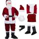 RICHBA Christmas Santa Claus Suit Costume with Beard Adult Deluxe Fancy Dress Plush Santa Flannel Cosplay Outfits for Men (Santa Claus, S)