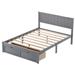 Red Barrel Studio® Full Size Platform Bed w/ Under-Bed Drawers, Gray Wood in Gray/White, Size 36.0 H x 58.0 W x 76.0 D in | Wayfair