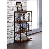 17 Stories Bookshelf w/ Metal Frame, Weathered Oak & Black Wood/Metal in Black/Brown | 43 H x 24 W x 11 D in | Wayfair