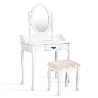 Costway Wooden Vanity Makeup Set with Cushioned St...