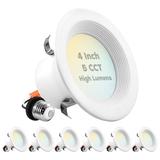 Luxrite 4" LED Recessed Lights, 14W=75W, 5 Color Options, 950 Lumens, Dimmable, Wet Rated,Baffle Trim 6 Pack