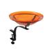 Achla Designs Reflective Crackle Glass Birdbath Bowl With Rail Mount Bracket, 12.5 Inch Diameter, Mandarin Orange