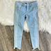 American Eagle Outfitters Jeans | American Eagle Denim Jeggings Raw Hem Distressed Skinny Contrast Denim | Color: Blue | Size: 4