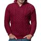 Maxwinee Men's Pullover Stand-Up Collar 1/4 Zip Cable Knit Jumper Plain Zip Neck Jumper Warm, 2-red, M