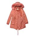 Women's cotton coat detachable fur collar detachable hat quilted pie to overcome,pink,XL