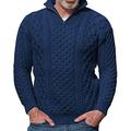 Maxwinee Men's Pullover Stand-Up Collar 1/4 Zip Cable Knit Jumper Plain Zip Neck Jumper Warm, 2-dark blue, XL