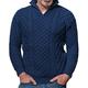 Maxwinee Men's Pullover Stand-Up Collar 1/4 Zip Cable Knit Jumper Plain Zip Neck Jumper Warm, 2-dark blue, XL