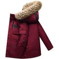 SKYWPOJU Winter Coat for Men,Men's Fur Lined Warm Thicken Parka Jacket with Removable Hood (Color : Red, Size : S)