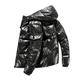 Winter Men Thick Bright Parka Fashion Jacket Solid Color Hooded Coat Waterproof Male Overcoat Plus Size 5XL Casual Streetwear Jacket Coat (Color : Black, Size : 4XL)