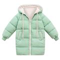 UEsent (1-10 years) Children's Winter Jacket with Hood for Boys Girls Down Jacket Thick Coat Warm Padding Cotton Coat Plain Medium Length Windproof Down Jacket Hoodie, Green, 9-10 Years