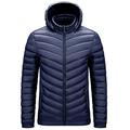 LUONE Men's Windproof Puffer Jacket Winter Warm Jacket Trendy Hooded Clothes Warm Light Weight Cotton Down Winter Hooded Coat Parka Coat,Blue,4XL