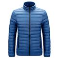 LUONE Men's Quilted Jacket Fashion Puffy Winter Padded Coat Men Lightweight Down Jacket with Hood Cotton-Padded Jacket with Stand-Up Collar,Blue,4XL