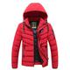 LUONE Men's Puffer Jacket Padded Coats Bubble Puffer Hooded Jacket Warm Winter Mens Casual Fleece Warm Thick Waterproof Parka Coat,Red,3XL