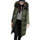 SKYWPOJU Down Jacket Women Long Winter Warm Zip Down Coats Casual Down with Hood Faux Fur Parka Elegant Slim Fit Jacket (Color : Green, Size : M)