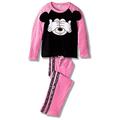 Disney Minnie Mouse Character Cartoon Women's Pyjamas Set Loungewear Long Sleeve Cosy Coral Fleece with Character Ears - Pink L