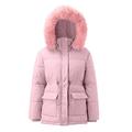 Women's Puffer Jacket with Hood Winter with Fur Waterproof Quilted Vest Winter Jacket Women's Mountain Jacket Black Elegant Casual Winter Jacket Parka Coat Long Women's Mountain Jacket, Pink (pink 2), L