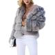 Vagbalena Women Luxury Winter Warm Fluffy Faux Fur Short Coat Jacket Parka Outwear (Grey,L)