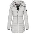 Vagbalena Women's Long Coat with Hooded Winter Jacket Quilted Knee Length Puffer with Stand-up Collar (Grey,XXL)