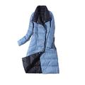 Winter Women Turtleneck White Duck Down Coat Double Breasted Warm Parkas Double Sided Down Long Jacket - sky blue,XXXL