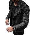 HGFHG Men’s Casual Lapel PU Faux Leather Zip-Up Motorcycle Bomber Jacket Old Craft Cozy Slim Coats Full Zip Biker Top Outwear (Color : Black, Size : 5XL)