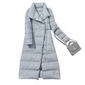 Winter Women Double Sided Feather Long Jackets 90% White Duck Down Coat Puffer Warm Plaid Parkas Snow Outwear - sky blue,XL