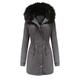 Buetory Women's Winter Coat Warm Puffer Thicken Parka Jacket with Fur Hood Long Fleece Puffer Coat Parka Thermal Outwear Grey