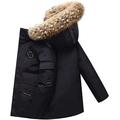 SKYWPOJU Winter Coat for Men,Men's Fur Lined Warm Thicken Parka Jacket with Removable Hood (Color : Black, Size : 3XL)