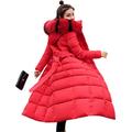 Puffer Coats for Women with Hood Ladies Winter Warm Thick Hooded Jackets Coat Casual Outerwear with Pockets (z4-red,L)