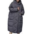 S- 7XL Plus Size Winter Oversize Warm Duck Down Coat Female Long Down Warm Jacket Hooded Cocoon Style Thick Warm Parkas - gray,5XL