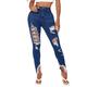 BOIYI Women's High Rise Waisted Distressed Ripped Jeans Fashion Skinny Slim Stretch Skinny Destroyed Denim Jogger Pants(Blue,L)