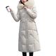 X-long Winter Down Jacket Women Hooded Solid Casual Women's Down Coat With Fur Collar Solid Thick Overcoat Female - Beige,XXXL