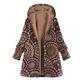 Winter Coats For Women Leisure Printed Hooded Plush Jacket Plus Size Fleece Fuzzy Warm Cardigan With Pockets (Red, M)