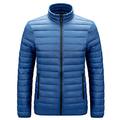 LUONE Men's Quilted Jacket Fashion Puffy Winter Padded Coat Men Lightweight Down Jacket with Hood Cotton-Padded Jacket with Stand-Up Collar,Blue,M