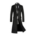 ZMK-720 Mens Pea Coat Coats For Men Long Coat Men Mens Overcoat Mens Coat Windbreaker Men Coats (Color : Add cotton Black, Size : 3XL)