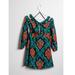 Free People Dresses | Free People Damask Embroidered Mini Dress | Color: Green/Orange | Size: 6