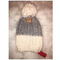 American Eagle Outfitters Accessories | American Eagle Cream And Grey Knitted Beanie Hat | Color: Cream/Gray | Size: Os